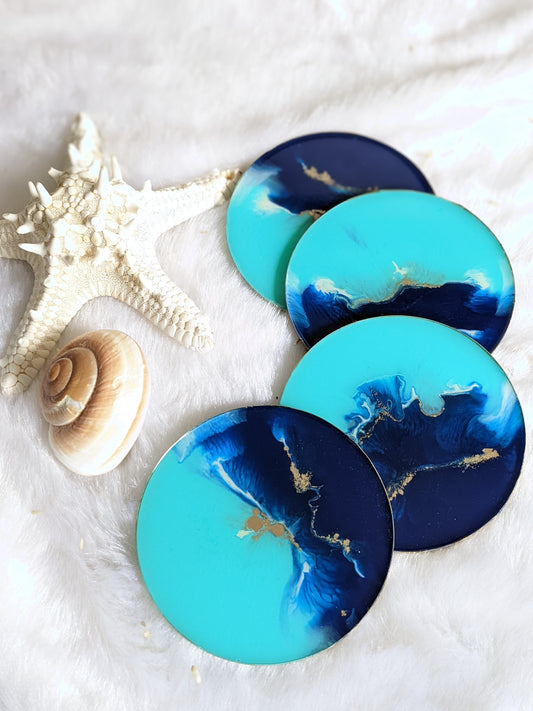 Resin Floral Coasters Ocean