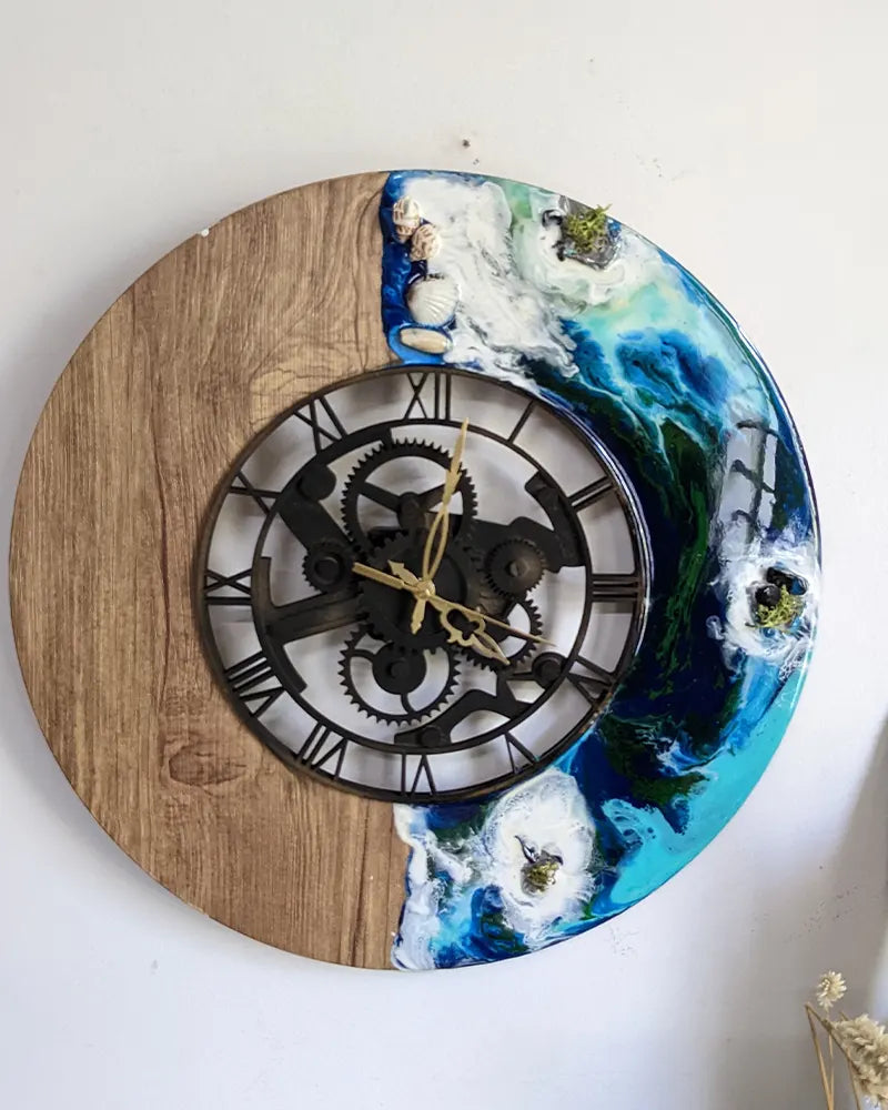 Mechanical Ocean Resin Clock