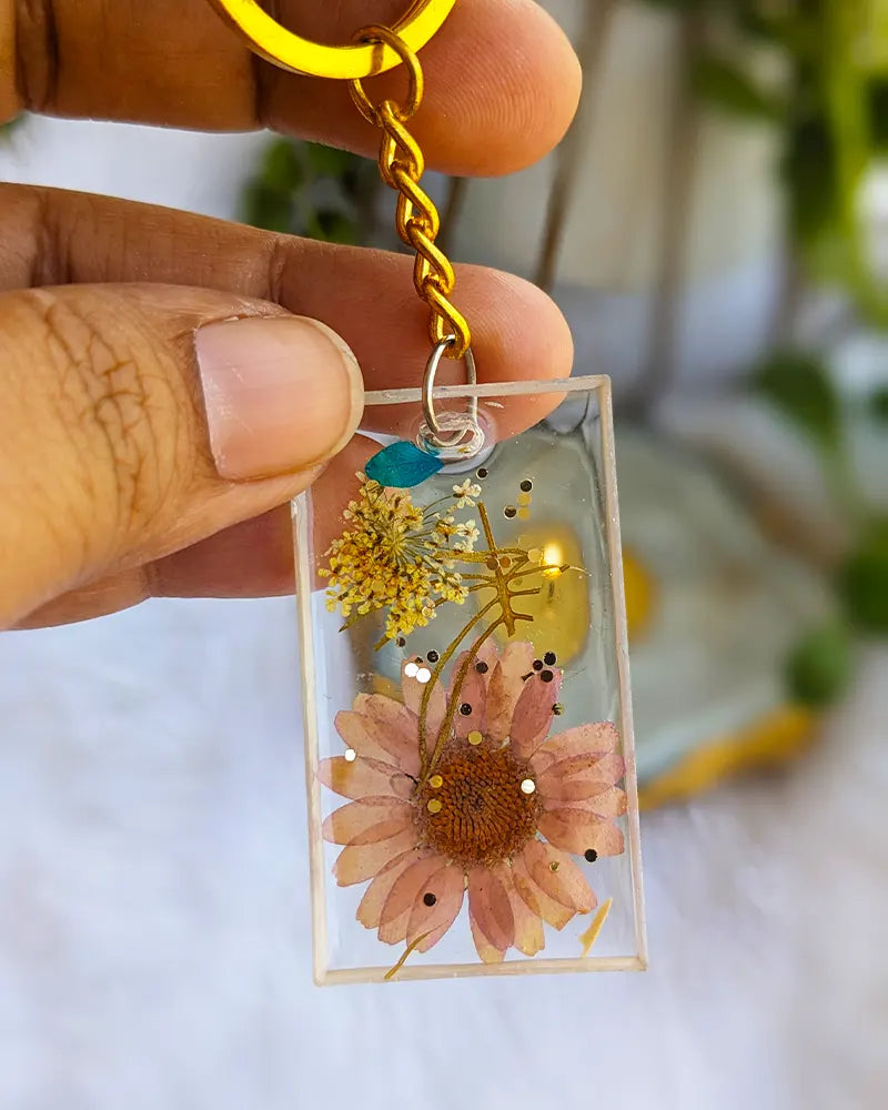Floral Resin Keychain