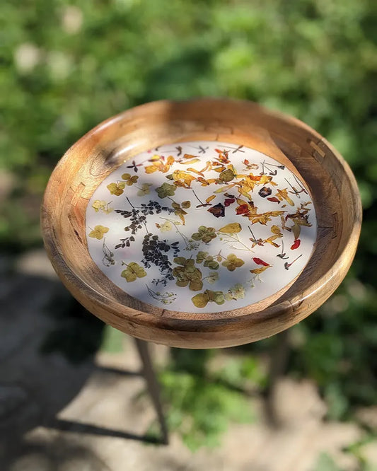 Mango Wood Table and Flowers