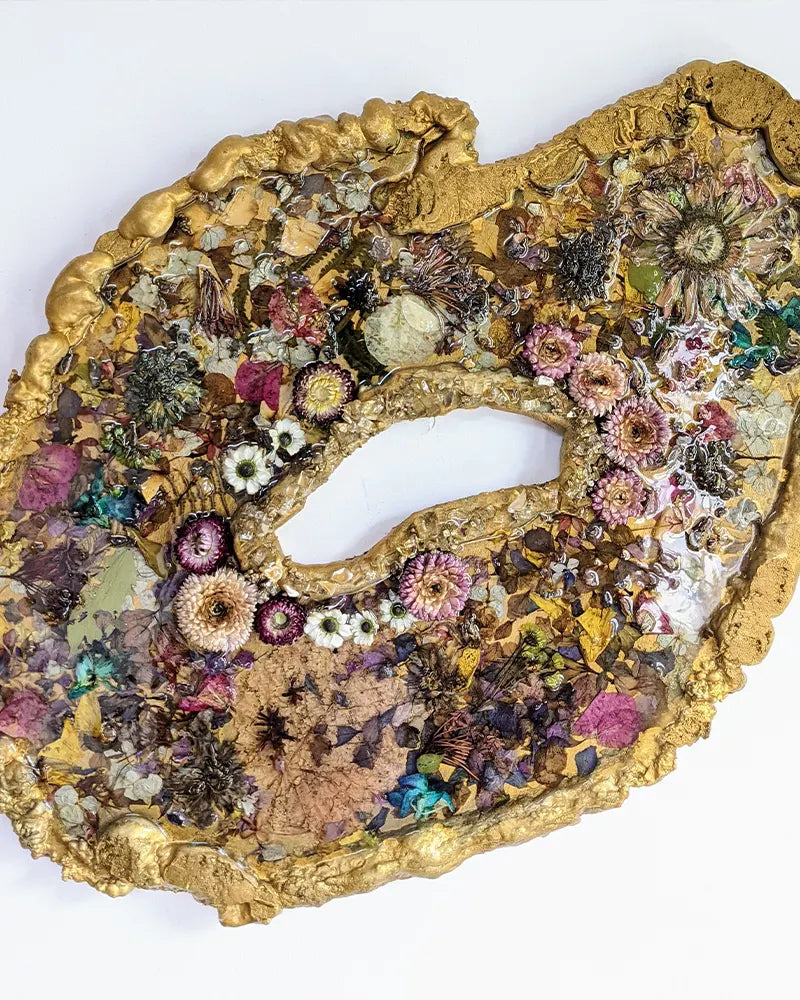 Geode Artwork with Flowers