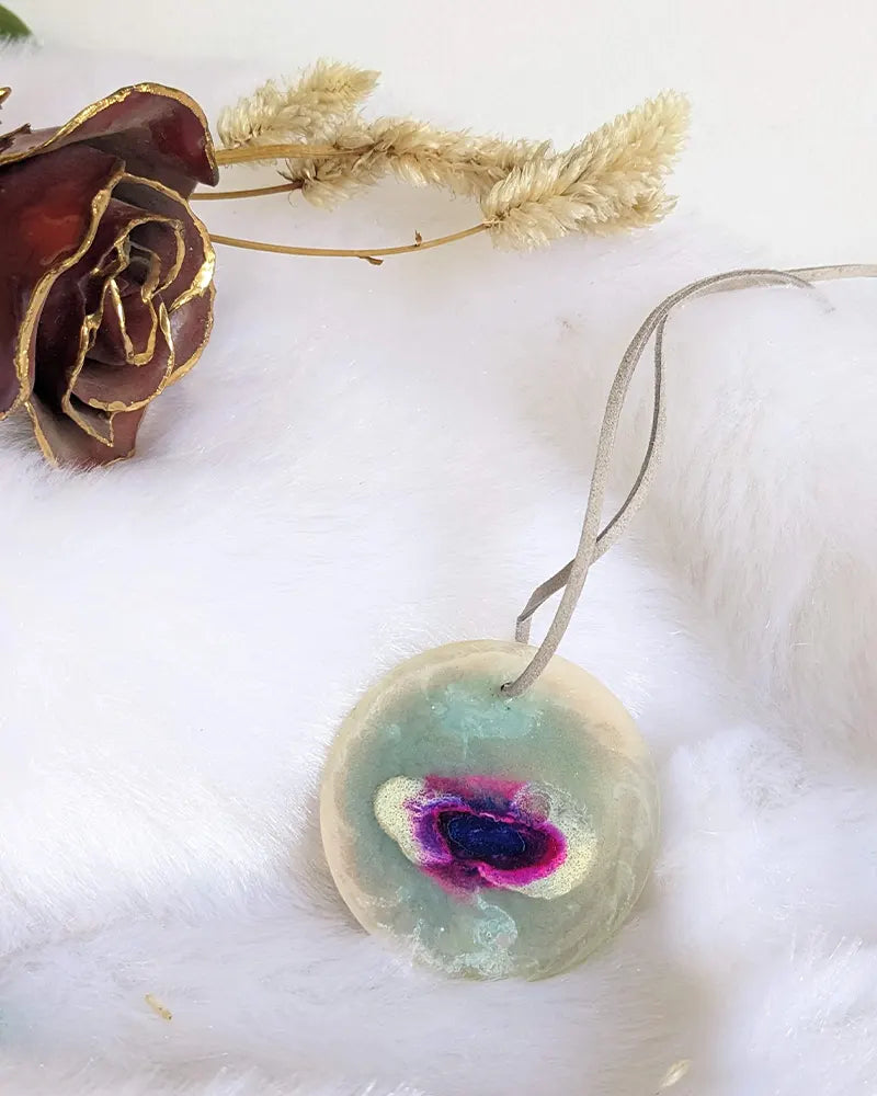 Golden Flower Resin Pendent